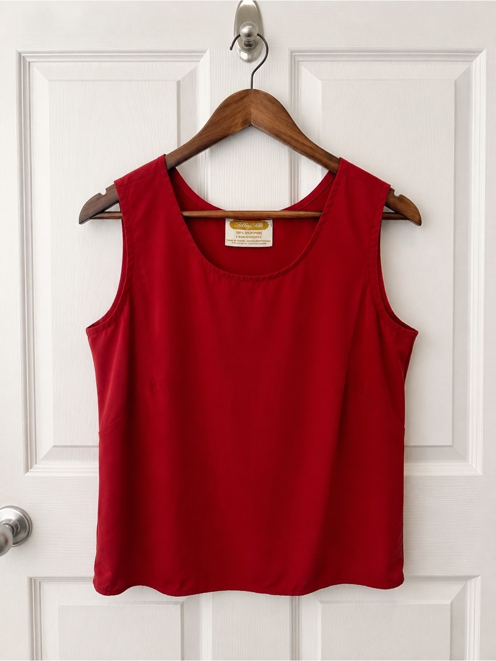 Vintage Tilley Silk Red Sleeveless Shell Top Made in Canada